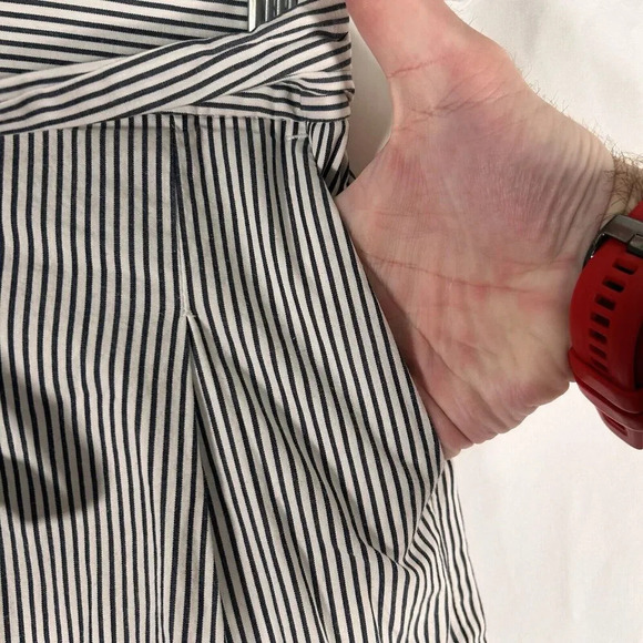 J. Crew Shorts Womens 4 White Blue Striped Chino Tie Stretchy Waist Cotton Blend - Picture 4 of 7